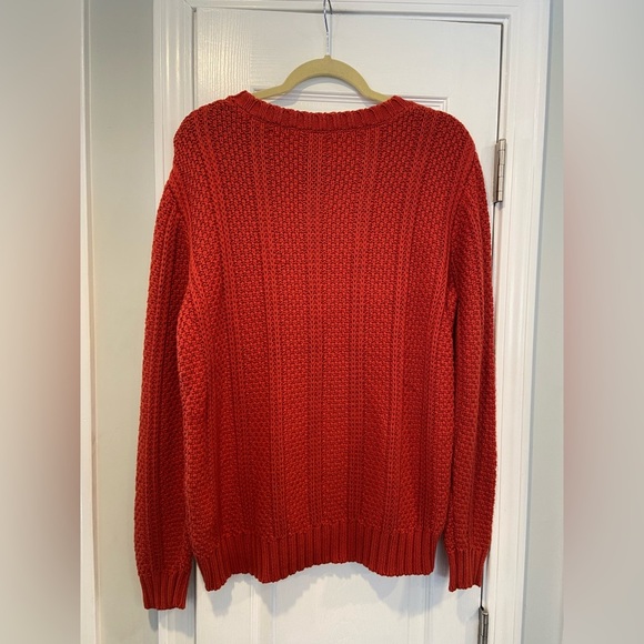 NWOT Serengeti Size L Rust Cotton Cable Knit Long Sleeve Crew Neck Sweater Ivy - Picture 6 of 11